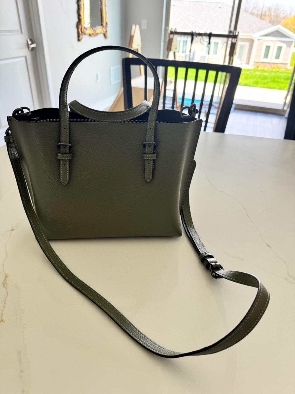 Coach Olive Green Pebbled Leather Tote - Picture 4 of 5
